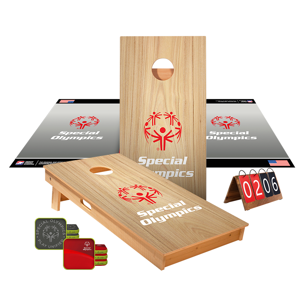 Special Olympics Cornhole Starter Kit Dark Wood with Special Olympic