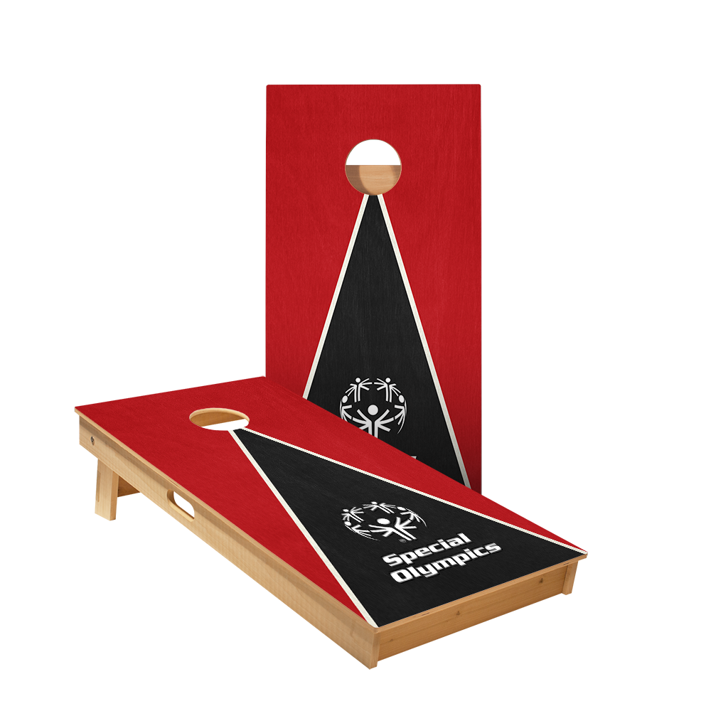 Special Olympics Cornhole Starter Kit Red and Black Triangle with Ho